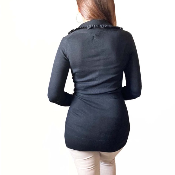 BURBERRY Vintage Lace Trim Collar Button & Tie Belt Cardigan - Picture 3 of 15